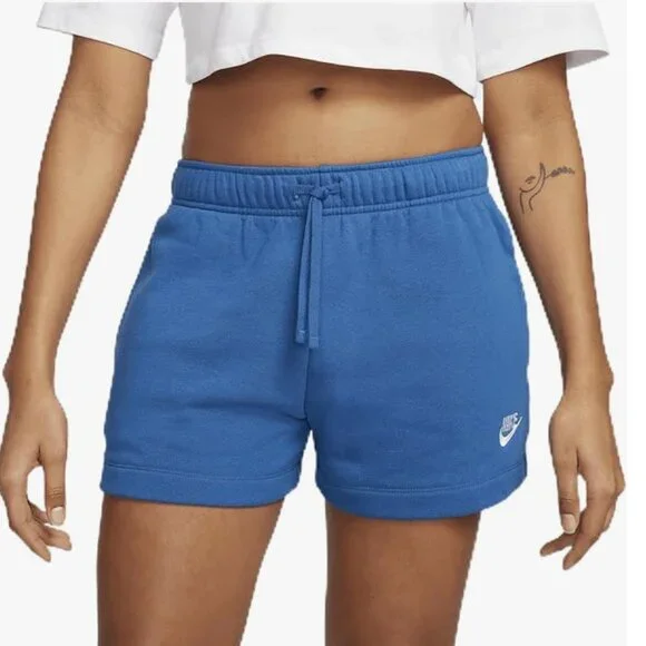 Nike Womens Club Fleece MID-Rise Shorts Court Blue/White - Picture 1 of 4